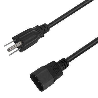Przewód zasilający o długości 6 stóp z aprobatą UL (USA) Czarny kabel komputerowy AC z 3 wtykami