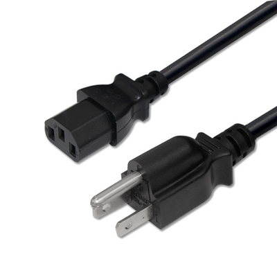 3-stykowy standardowy kabel zasilający US IEC C13 PVC Czysta miedź UL Safety Approved