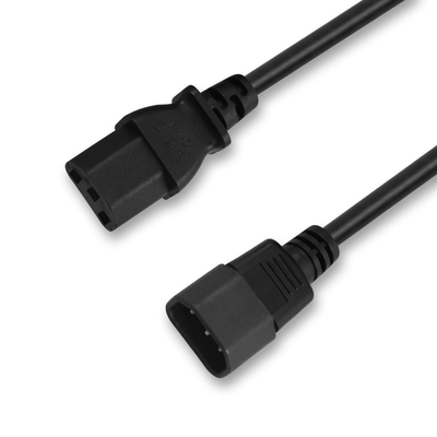 Czarny przedłużacz do użytku domowego IEC 60320 C13 125 V 10 A 3-bolcowy kabel zasilający AC